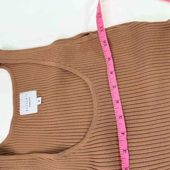 Allfenix Dress Womens Medium Brown Sleeveless Scoop Neck Maxi ribbed Elegant - Picture 5 of 9